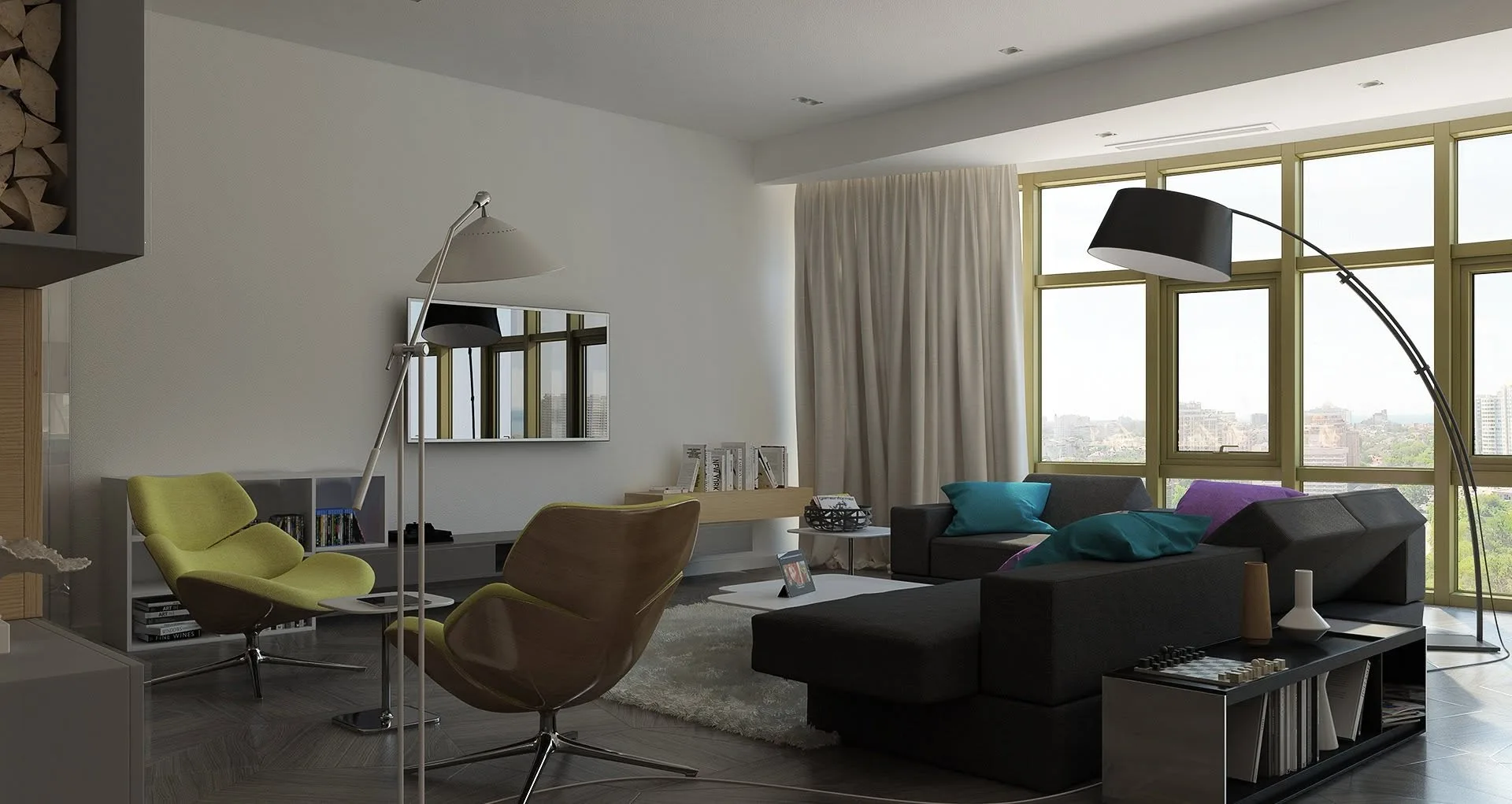 თანამედროვე ბინის ინტერიერი — ინსპირაცია — 3